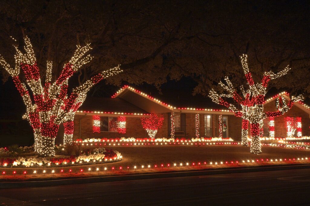 holiday lighting installation